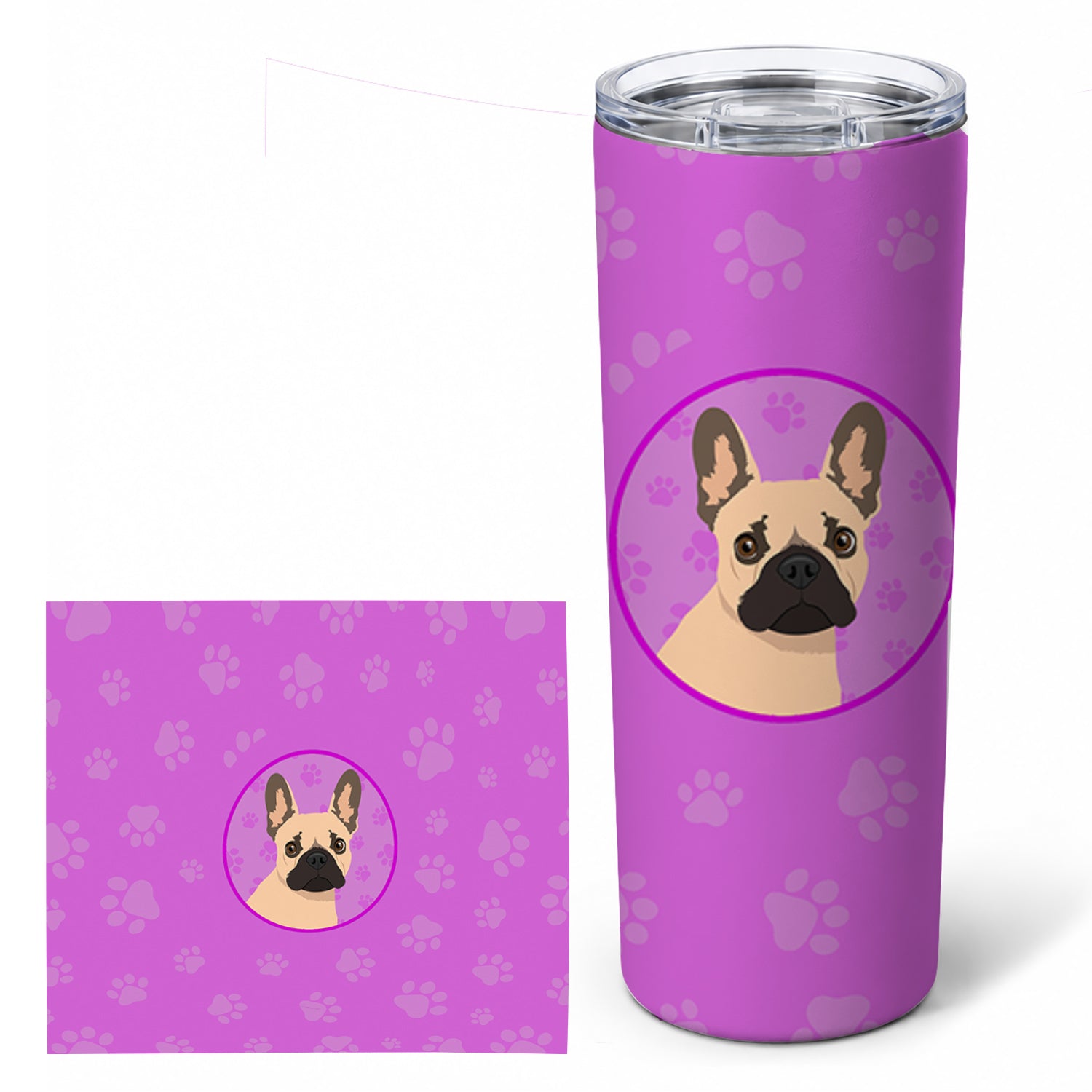 French Bulldog Fawn #1 Stainless Steel Skinny Tumbler 20 oz Vacuum Double Walled Reusable Insulated Travel Cup