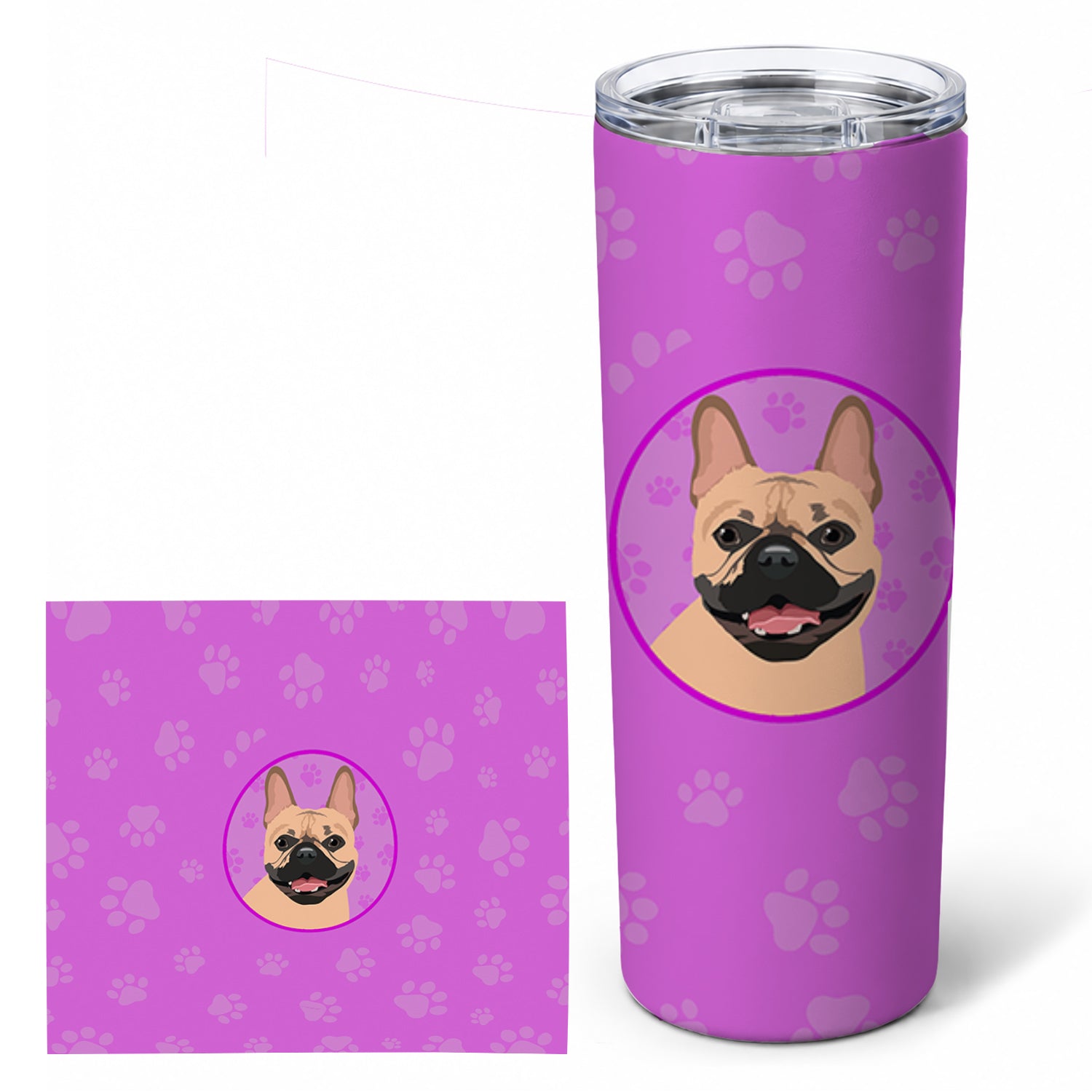 French Bulldog Fawn #2 Stainless Steel Skinny Tumbler 20 oz Vacuum Double Walled Reusable Insulated Travel Cup