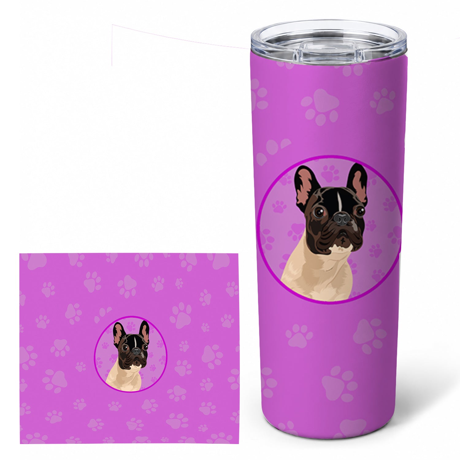 French Bulldog Fawn #3 Stainless Steel Skinny Tumbler 20 oz Vacuum Double Walled Reusable Insulated Travel Cup