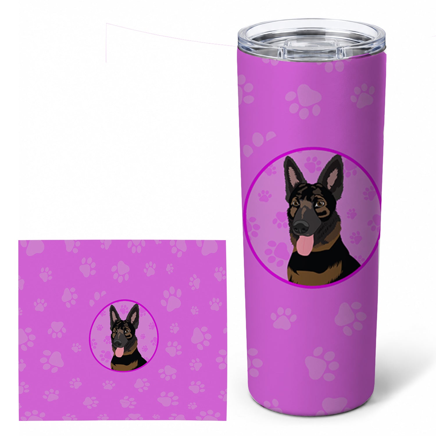 German Shepherd Bicolor Stainless Steel Skinny Tumbler 20 oz Vacuum Double Walled Reusable Insulated Travel Cup