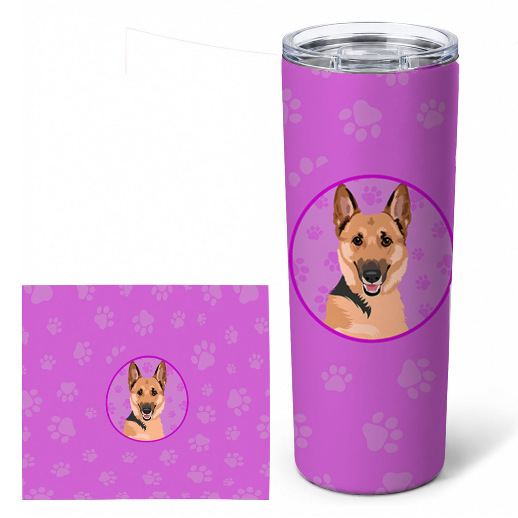 German Shepherd Black and Tan #1 Stainless Steel Skinny Tumbler 20 oz Vacuum Double Walled Reusable Insulated Travel Cup