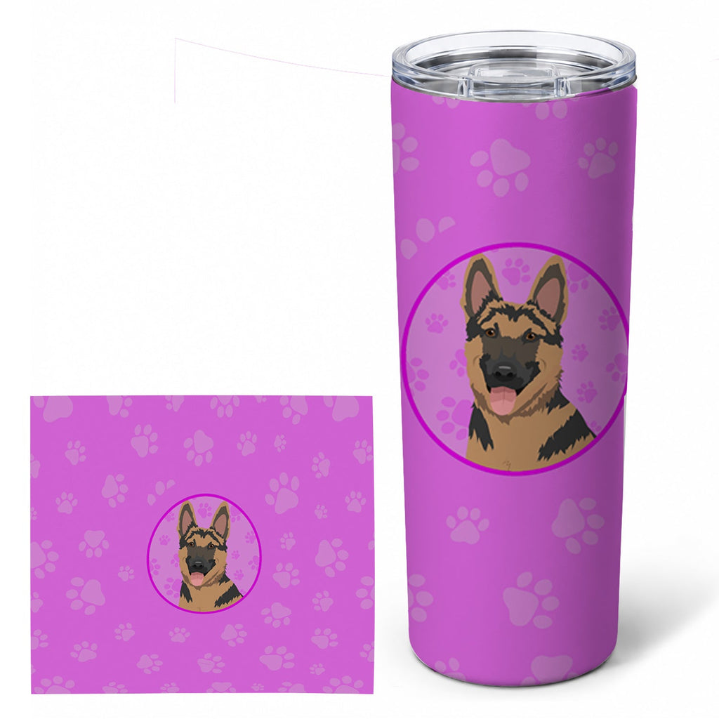 German Shepherd Red and Black Stainless Steel Skinny Tumbler 20 oz Vacuum Double Walled Reusable Insulated Travel Cup