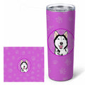 Siberian Husky Black and White #1 Stainless Steel Skinny Tumbler 20 oz Vacuum Double Walled Reusable Insulated Travel Cup