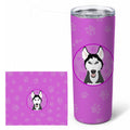 Siberian Husky Black and White #3 Stainless Steel Skinny Tumbler 20 oz Vacuum Double Walled Reusable Insulated Travel Cup
