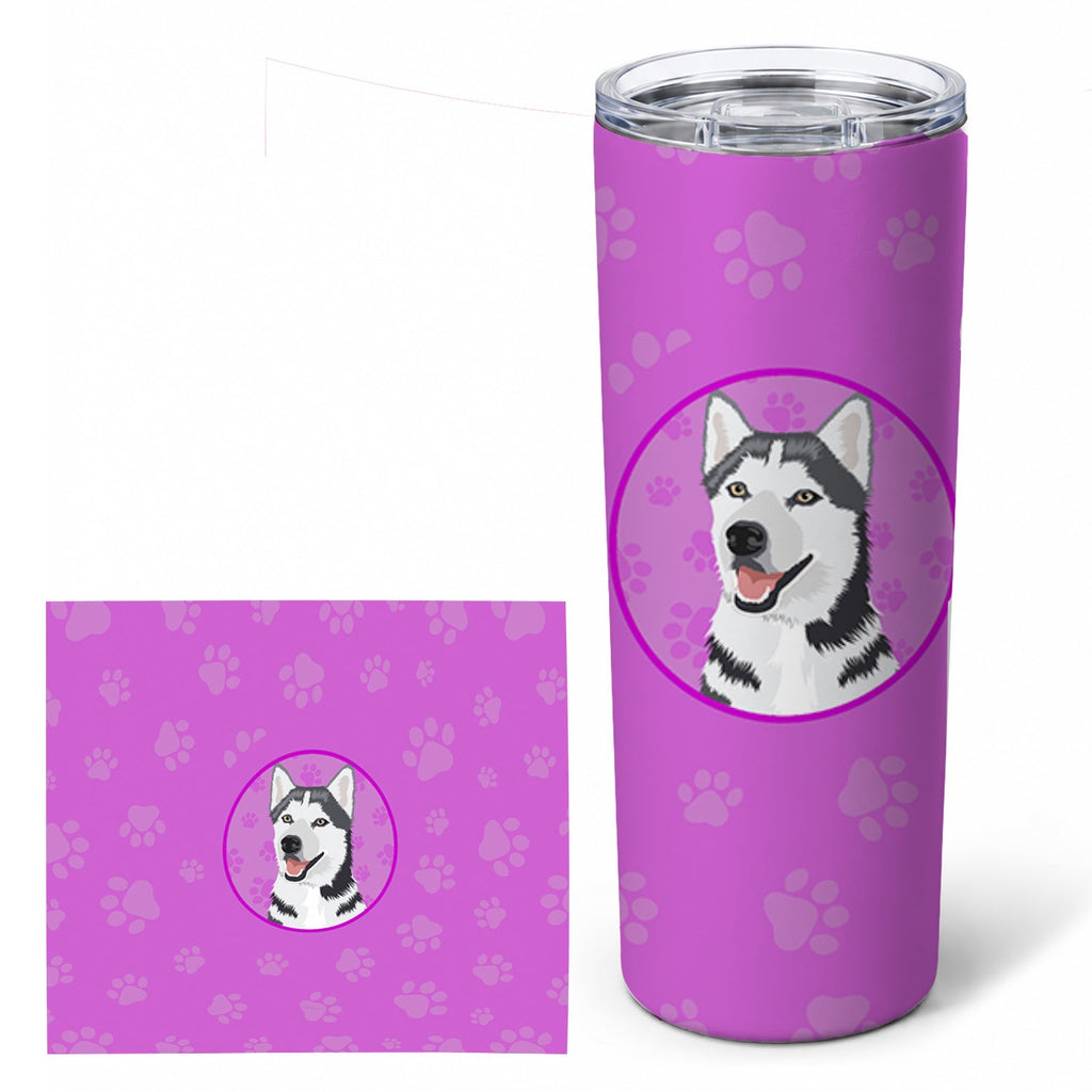 Siberian Husky Silver and White #1 Stainless Steel Skinny Tumbler 20 oz Vacuum Double Walled Reusable Insulated Travel Cup