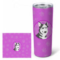 Siberian Husky Silver and White #2 Stainless Steel Skinny Tumbler 20 oz Vacuum Double Walled Reusable Insulated Travel Cup