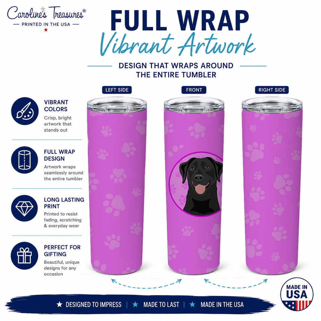 Labrador Retriever Black #1 Stainless Steel Skinny Tumbler 20 oz Vacuum Double Walled Reusable Insulated Travel Cup