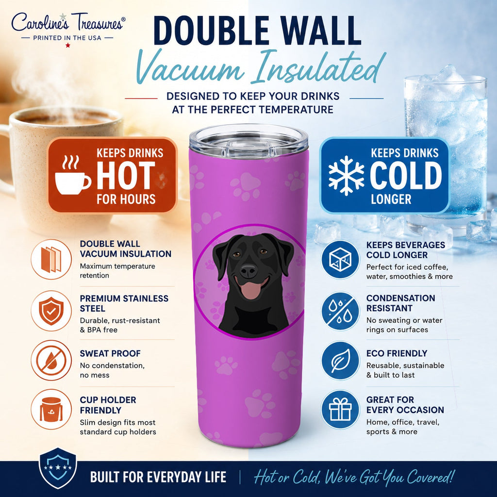 Labrador Retriever Black #1 Stainless Steel Skinny Tumbler 20 oz Vacuum Double Walled Reusable Insulated Travel Cup