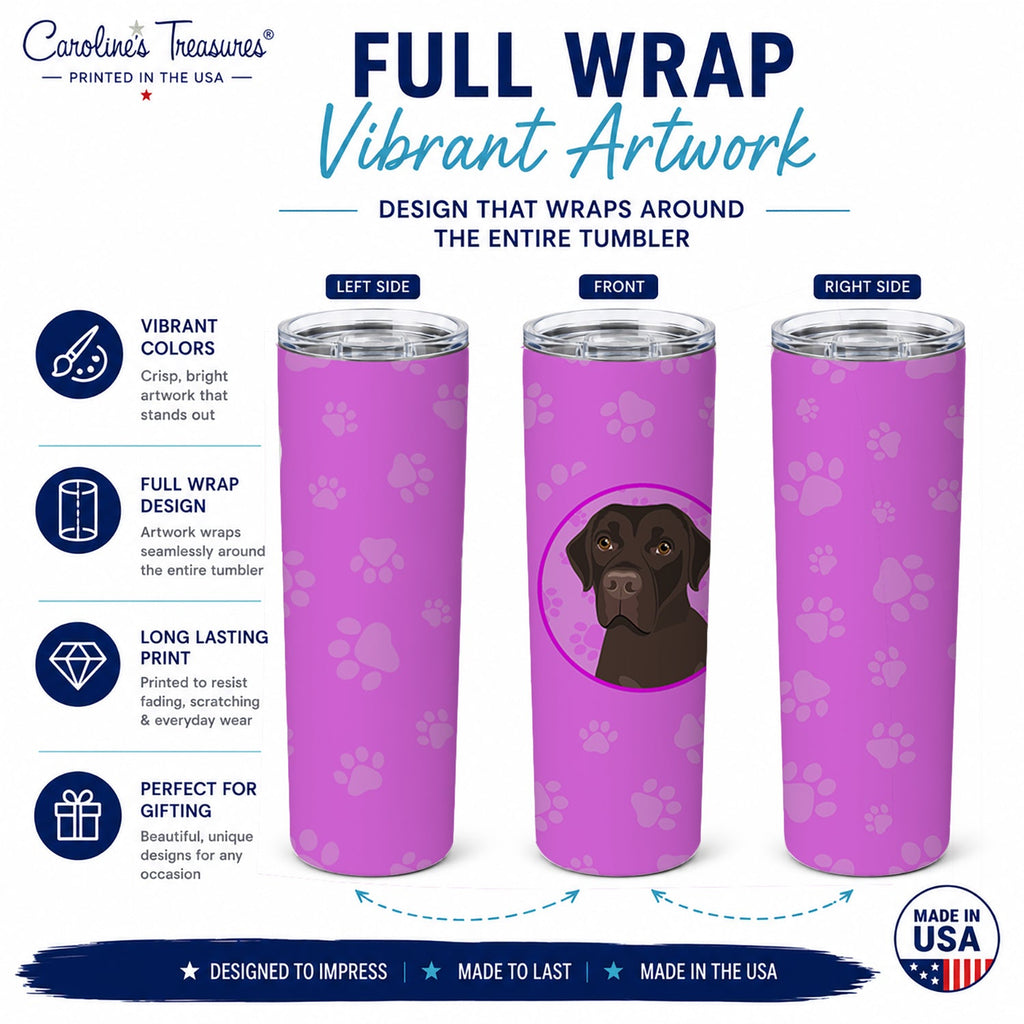 Labrador Retriever Chocolate #1 Stainless Steel Skinny Tumbler 20 oz Vacuum Double Walled Reusable Insulated Travel Cup