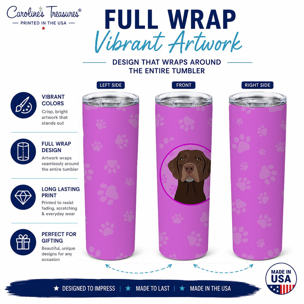 Labrador Retriever Chocolate #2 Stainless Steel Skinny Tumbler 20 oz Vacuum Double Walled Reusable Insulated Travel Cup