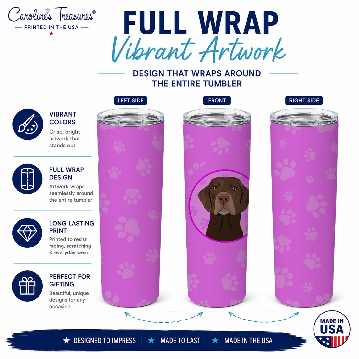Labrador Retriever Chocolate #2 Stainless Steel Skinny Tumbler 20 oz Vacuum Double Walled Reusable Insulated Travel Cup