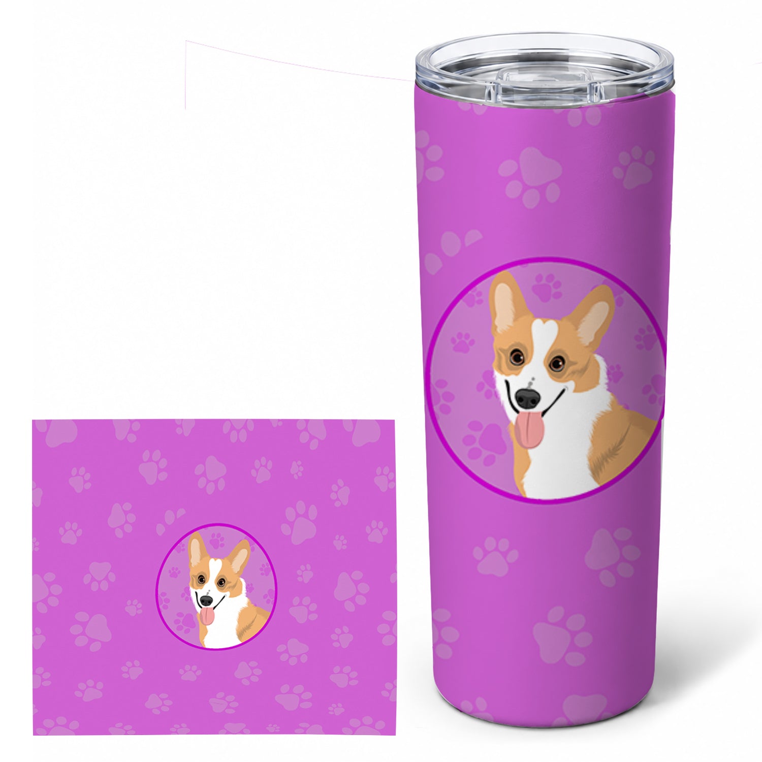 Pembroke Corgi Red and White Stainless Steel Skinny Tumbler 20 oz Vacuum Double Walled Reusable Insulated Travel Cup