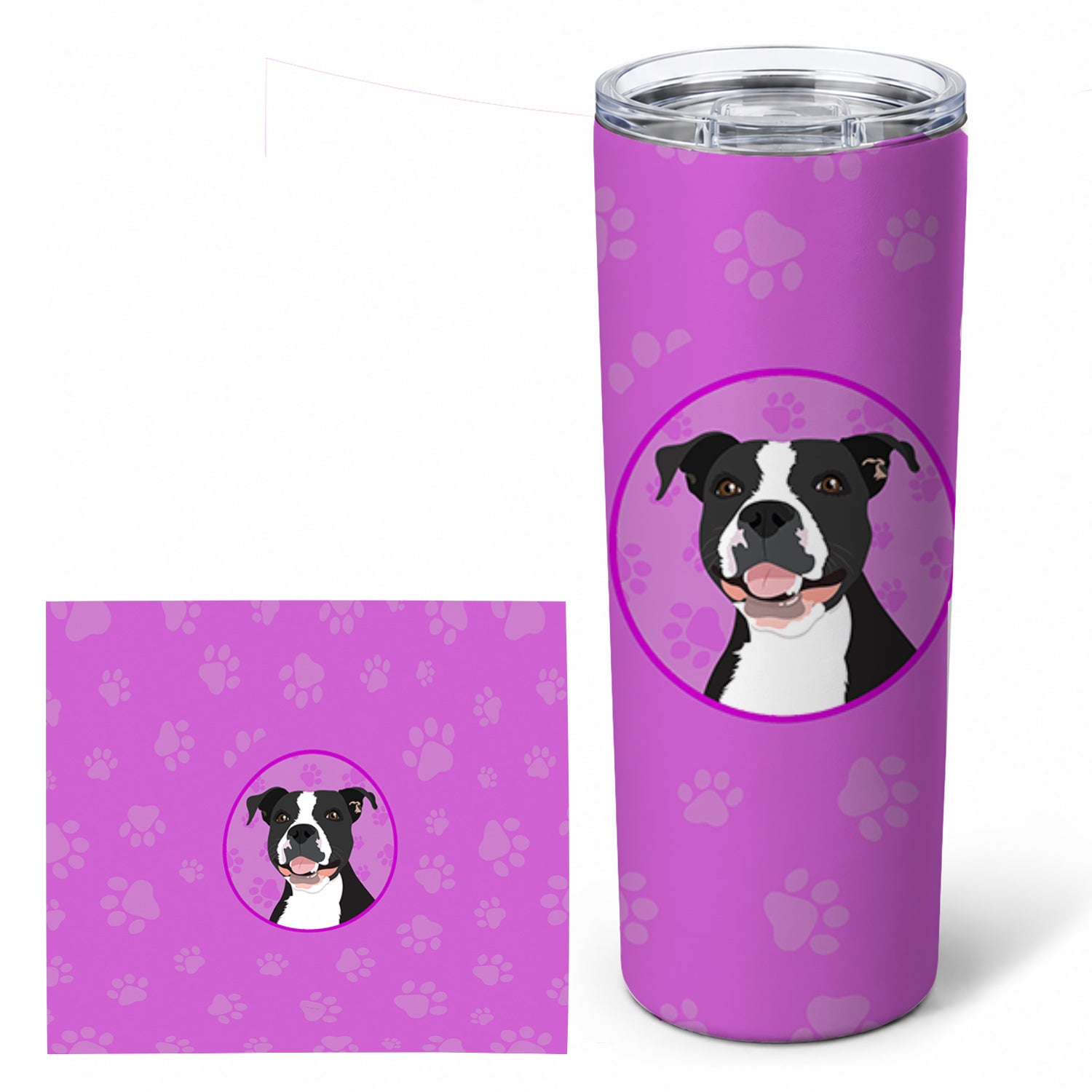 Pit Bull Black #3 Stainless Steel Skinny Tumbler 20 oz Vacuum Double Walled Reusable Insulated Travel Cup