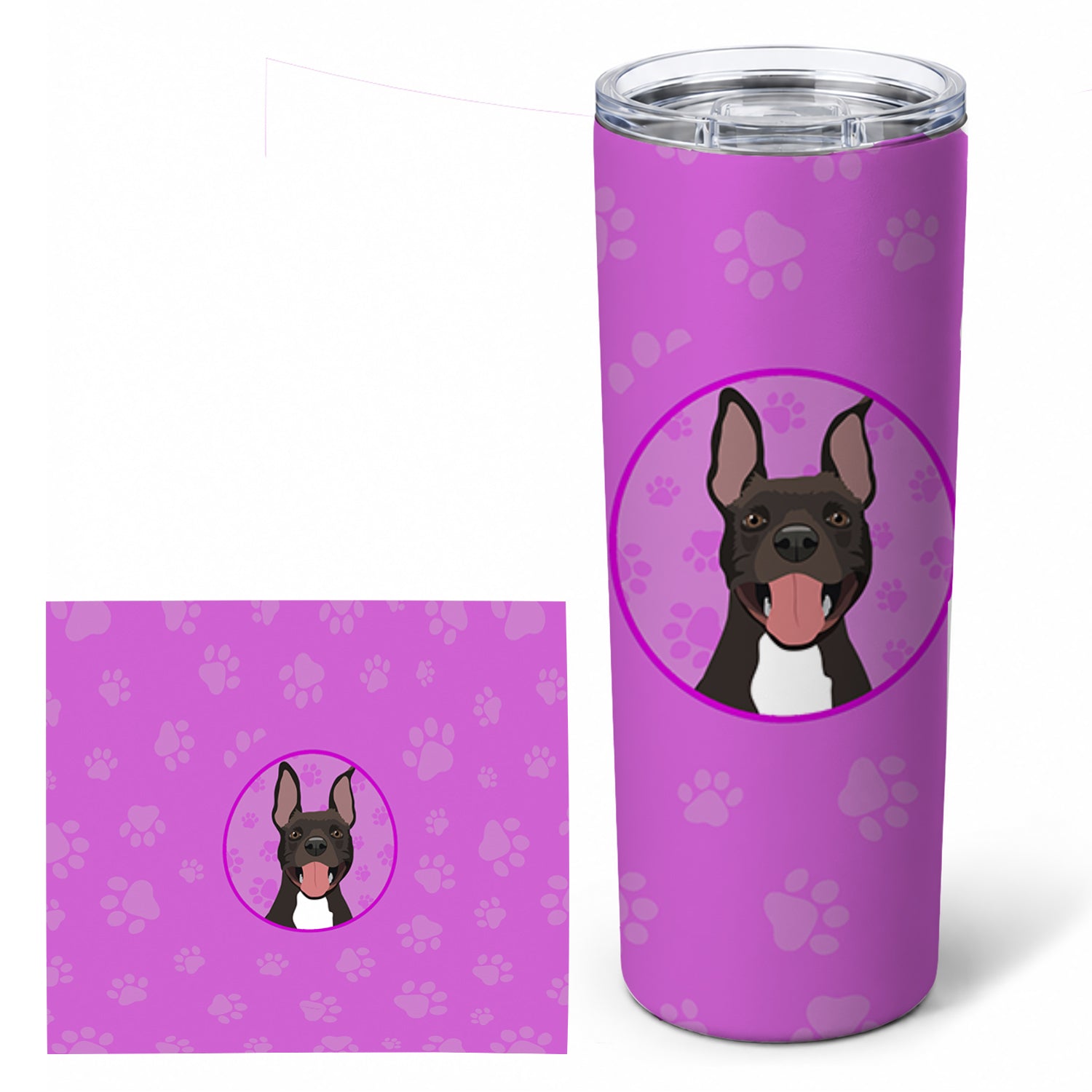 Pit Bull Black #4 Stainless Steel Skinny Tumbler 20 oz Vacuum Double Walled Reusable Insulated Travel Cup