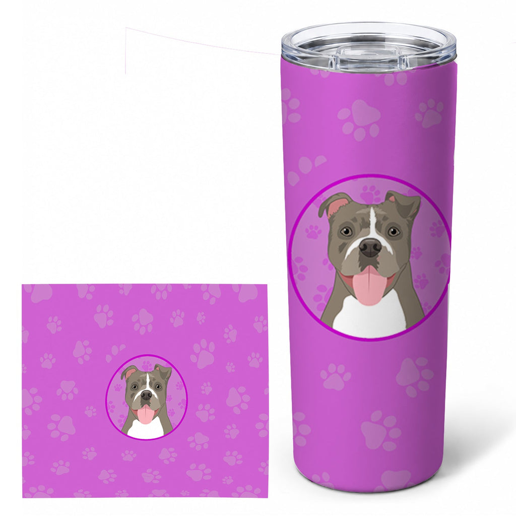 Pit Bull Blue #2 Stainless Steel Skinny Tumbler 20 oz Vacuum Double Walled Reusable Insulated Travel Cup