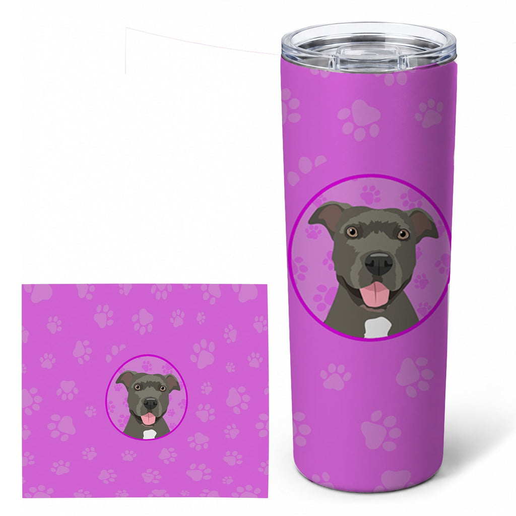 Pit Bull Blue #3 Stainless Steel Skinny Tumbler 20 oz Vacuum Double Walled Reusable Insulated Travel Cup