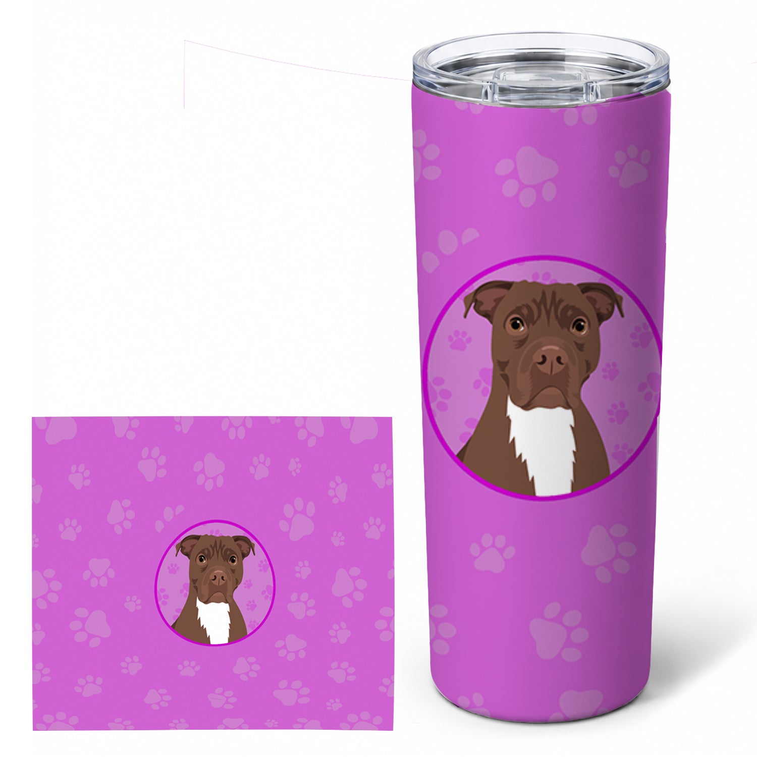 Pit Bull Chocolate Stainless Steel Skinny Tumbler 20 oz Vacuum Double Walled Reusable Insulated Travel Cup