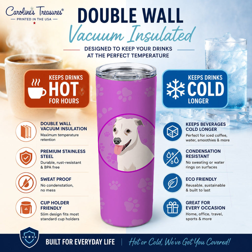 Pit Bull Puppy Stainless Steel Skinny Tumbler 20 oz Vacuum Double Walled Reusable Insulated Travel Cup