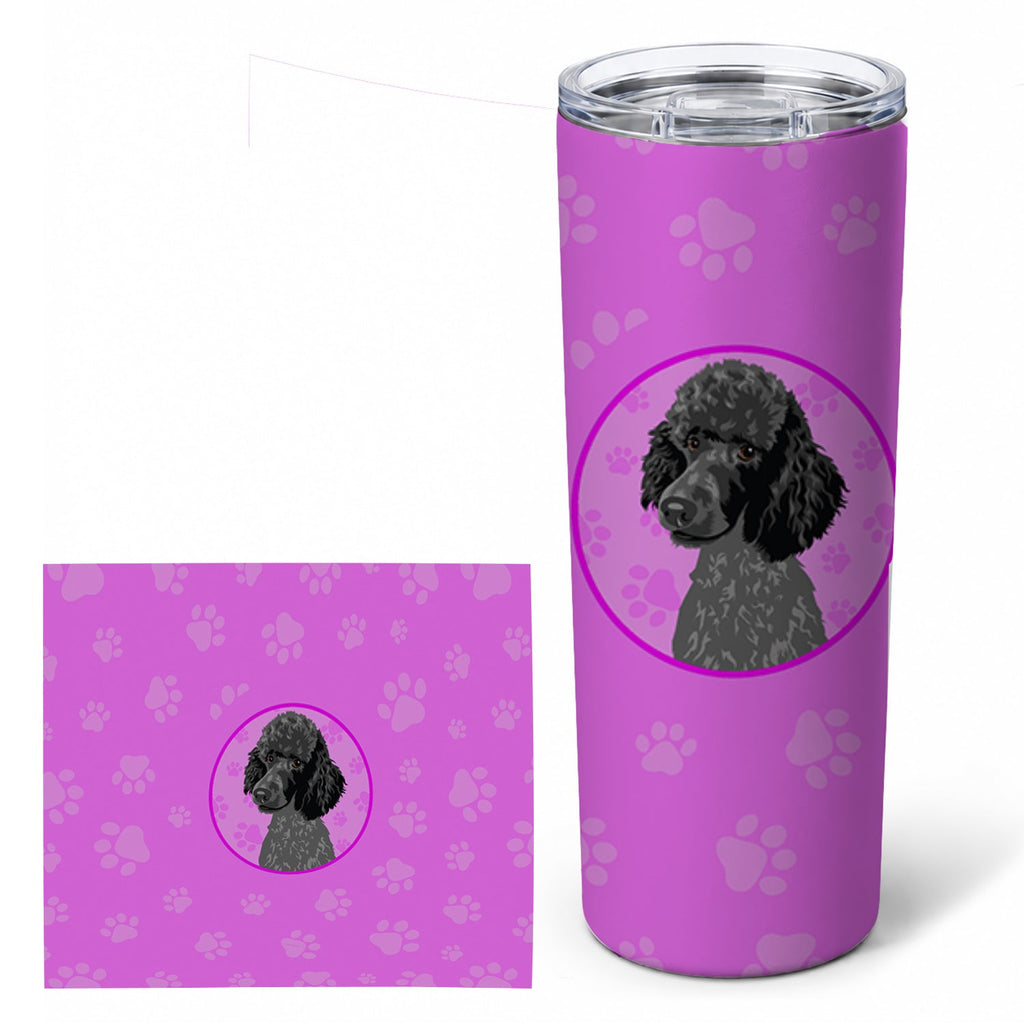 Poodle Standard Black Stainless Steel Skinny Tumbler 20 oz Vacuum Double Walled Reusable Insulated Travel Cup