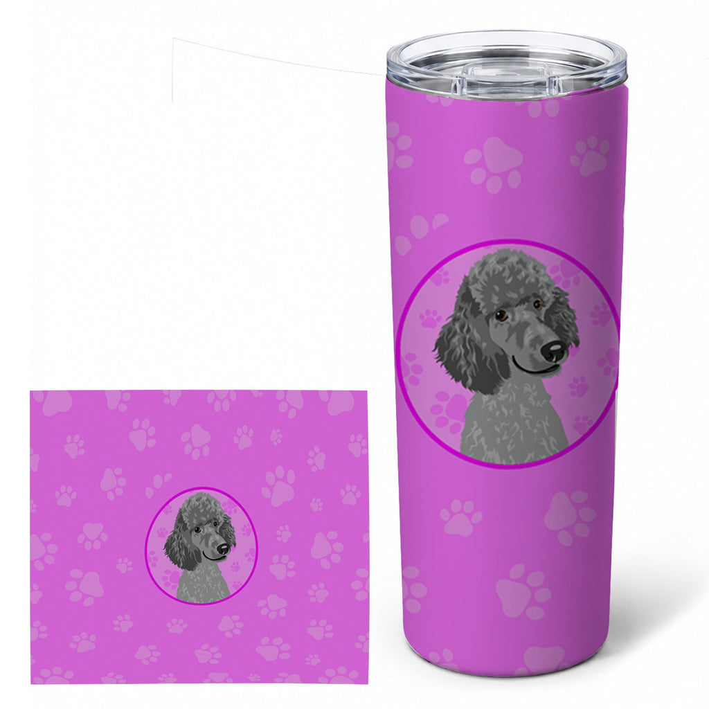 Poodle Standard Gray Stainless Steel Skinny Tumbler 20 oz Vacuum Double Walled Reusable Insulated Travel Cup