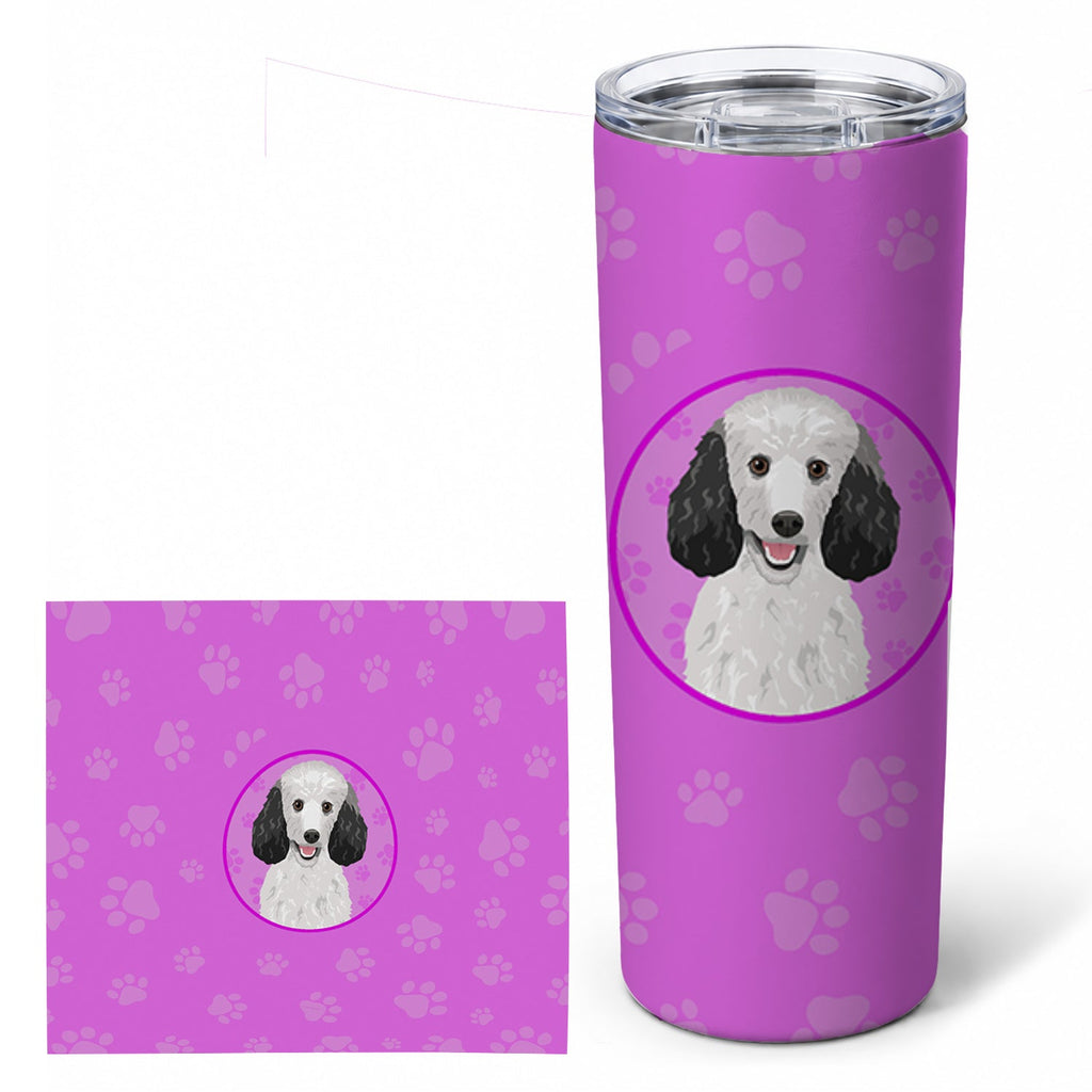 Poodle Standard Silver Stainless Steel Skinny Tumbler 20 oz Vacuum Double Walled Reusable Insulated Travel Cup