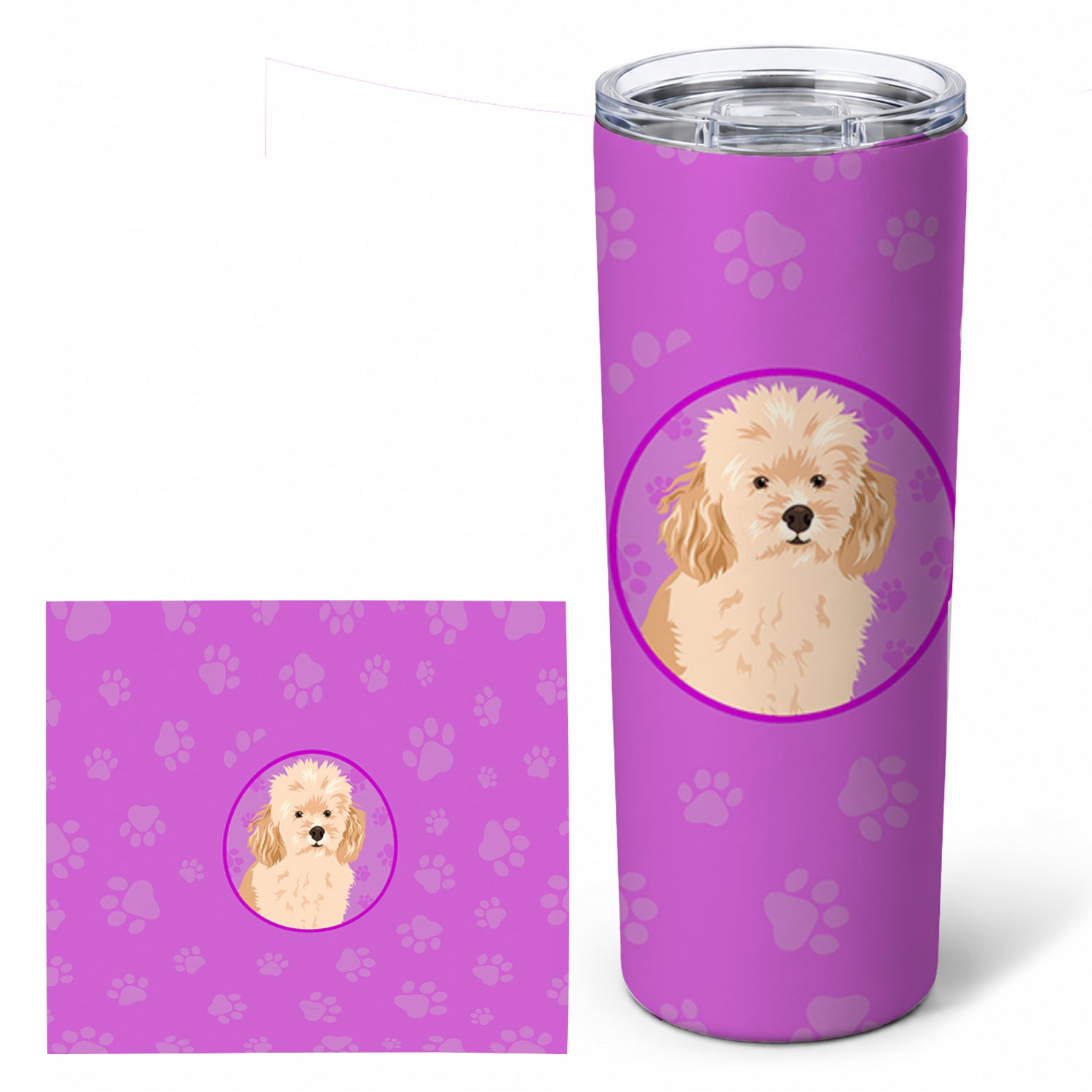 Poodle Toy Apricot Stainless Steel Skinny Tumbler 20 oz Vacuum Double Walled Reusable Insulated Travel Cup