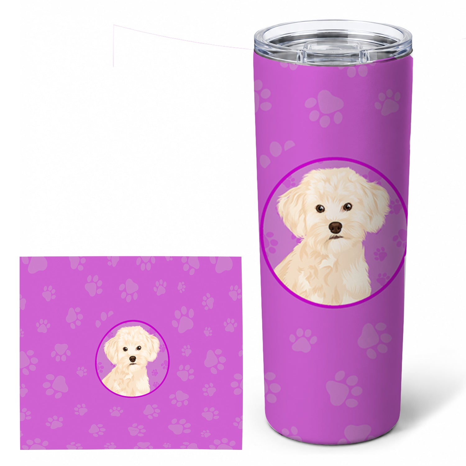 Poodle Toy Cream Stainless Steel Skinny Tumbler 20 oz Vacuum Double Walled Reusable Insulated Travel Cup