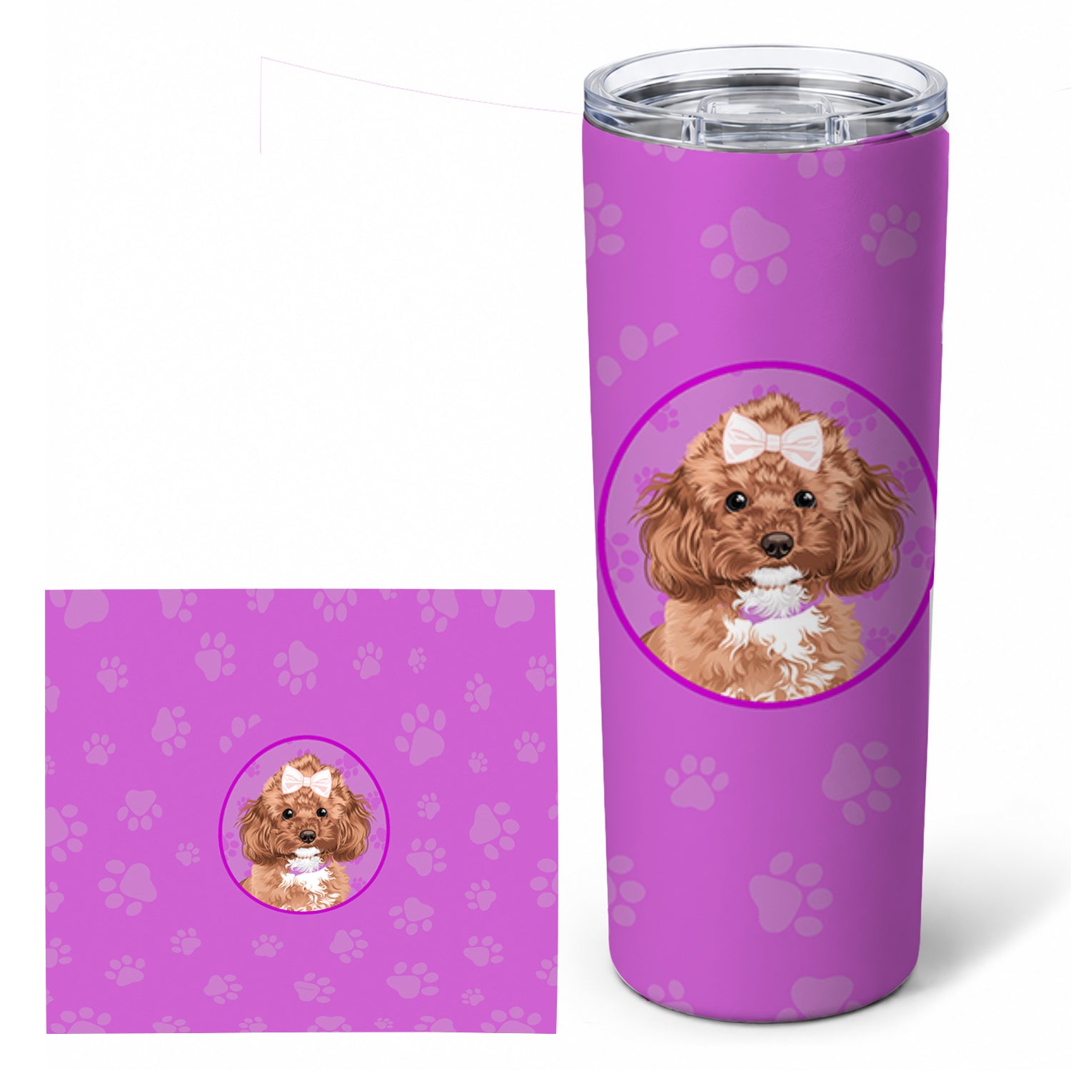 Poodle Toy Red Stainless Steel Skinny Tumbler 20 oz Vacuum Double Walled Reusable Insulated Travel Cup
