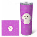 PoodleToy White Stainless Steel Skinny Tumbler 20 oz Vacuum Double Walled Reusable Insulated Travel Cup