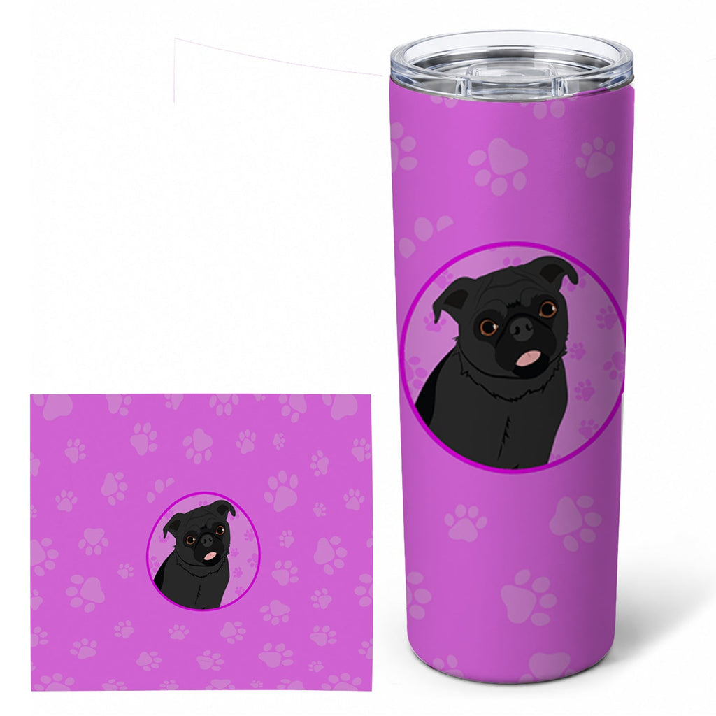 Pug Black #1 Stainless Steel Skinny Tumbler 20 oz Vacuum Double Walled Reusable Insulated Travel Cup