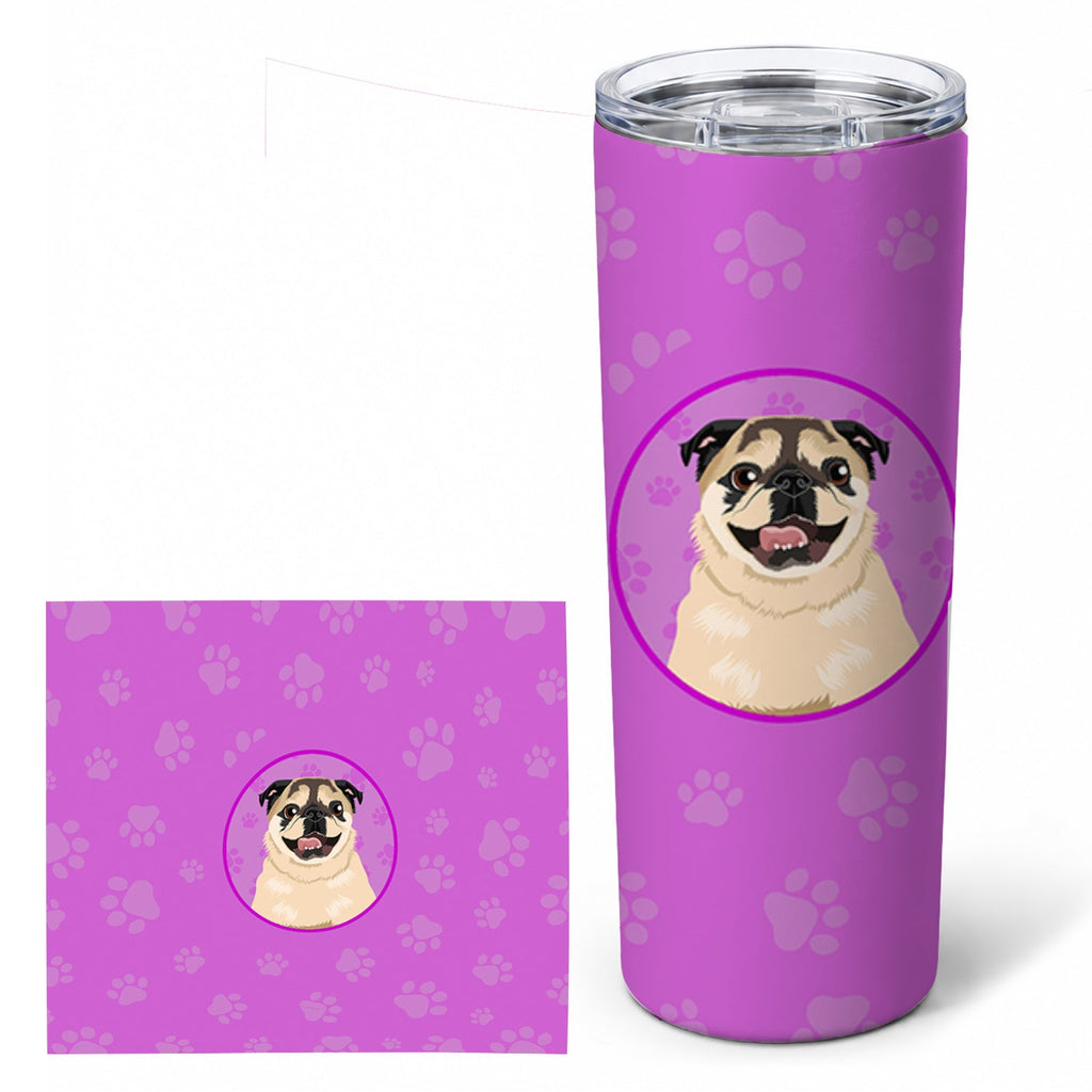 Pug Fawn #5 Stainless Steel Skinny Tumbler 20 oz Vacuum Double Walled Reusable Insulated Travel Cup