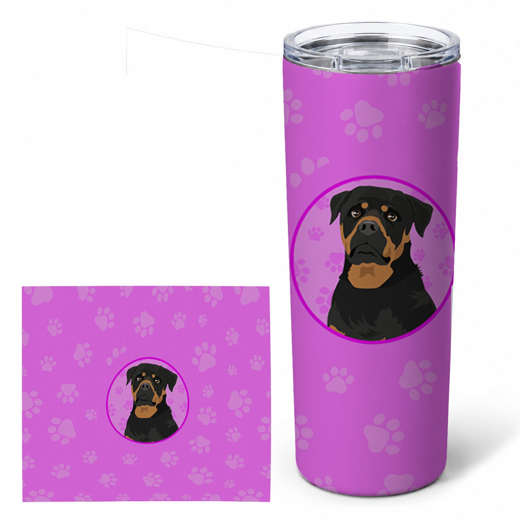 Rottweiler Black and Mahogany Stainless Steel Skinny Tumbler 20 oz Vacuum Double Walled Reusable Insulated Travel Cup