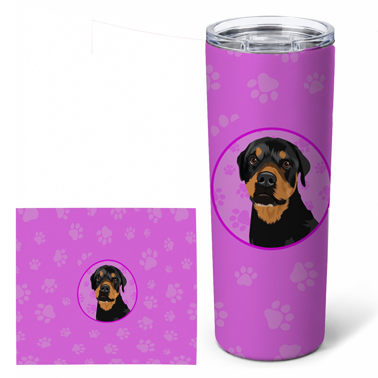 Rottweiler Black and Rust Stainless Steel Skinny Tumbler 20 oz Vacuum Double Walled Reusable Insulated Travel Cup