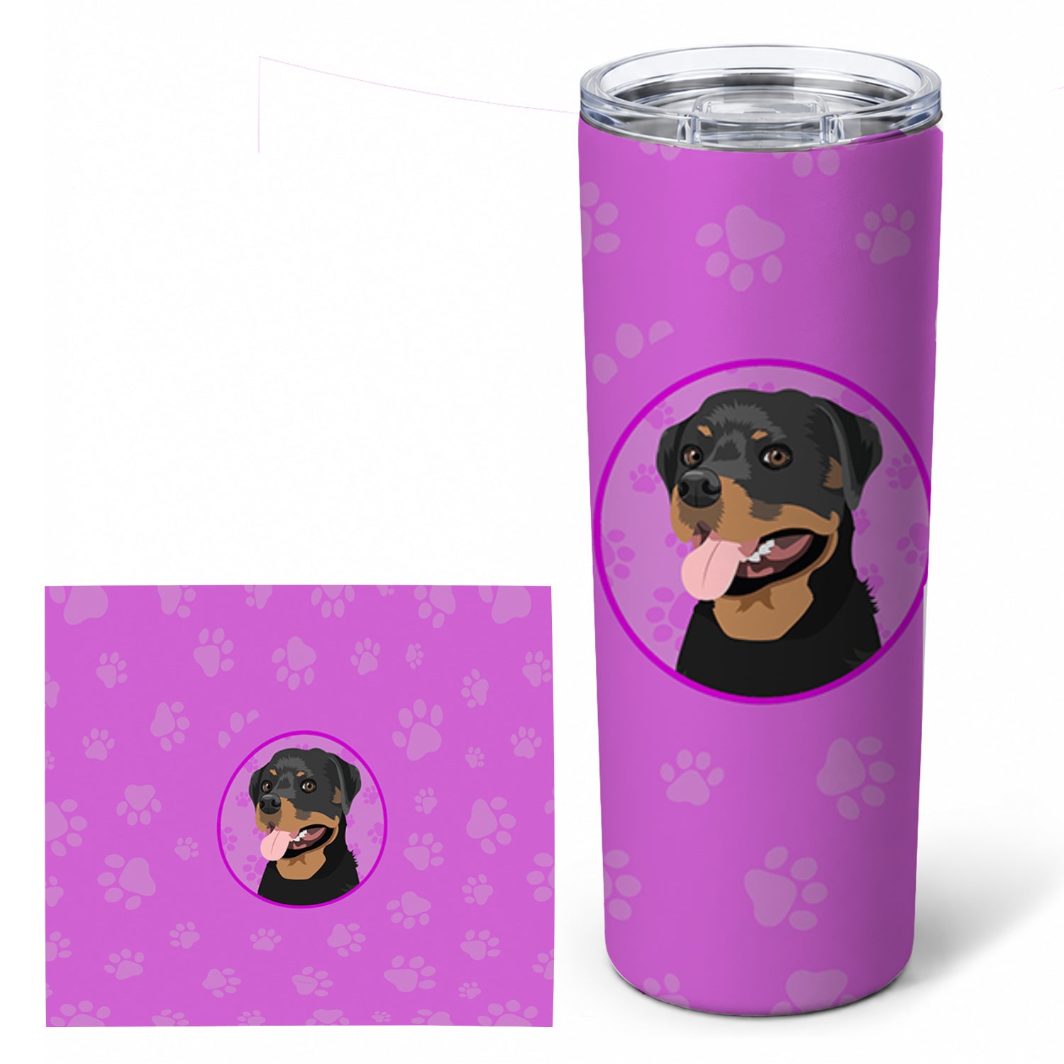 Rottweiler Black and Tan #1 Stainless Steel Skinny Tumbler 20 oz Vacuum Double Walled Reusable Insulated Travel Cup