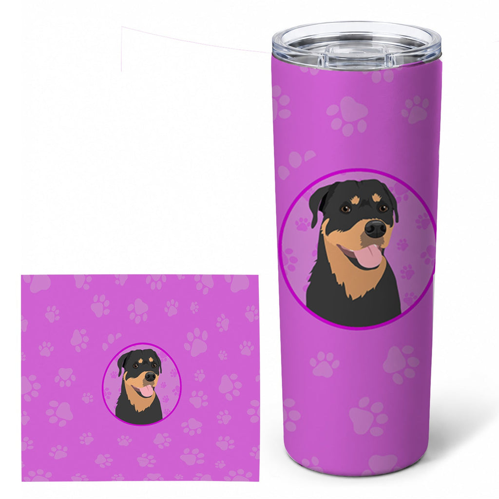 Rottweiler and Tan #7 Stainless Steel Skinny Tumbler 20 oz Vacuum Double Walled Reusable Insulated Travel Cup