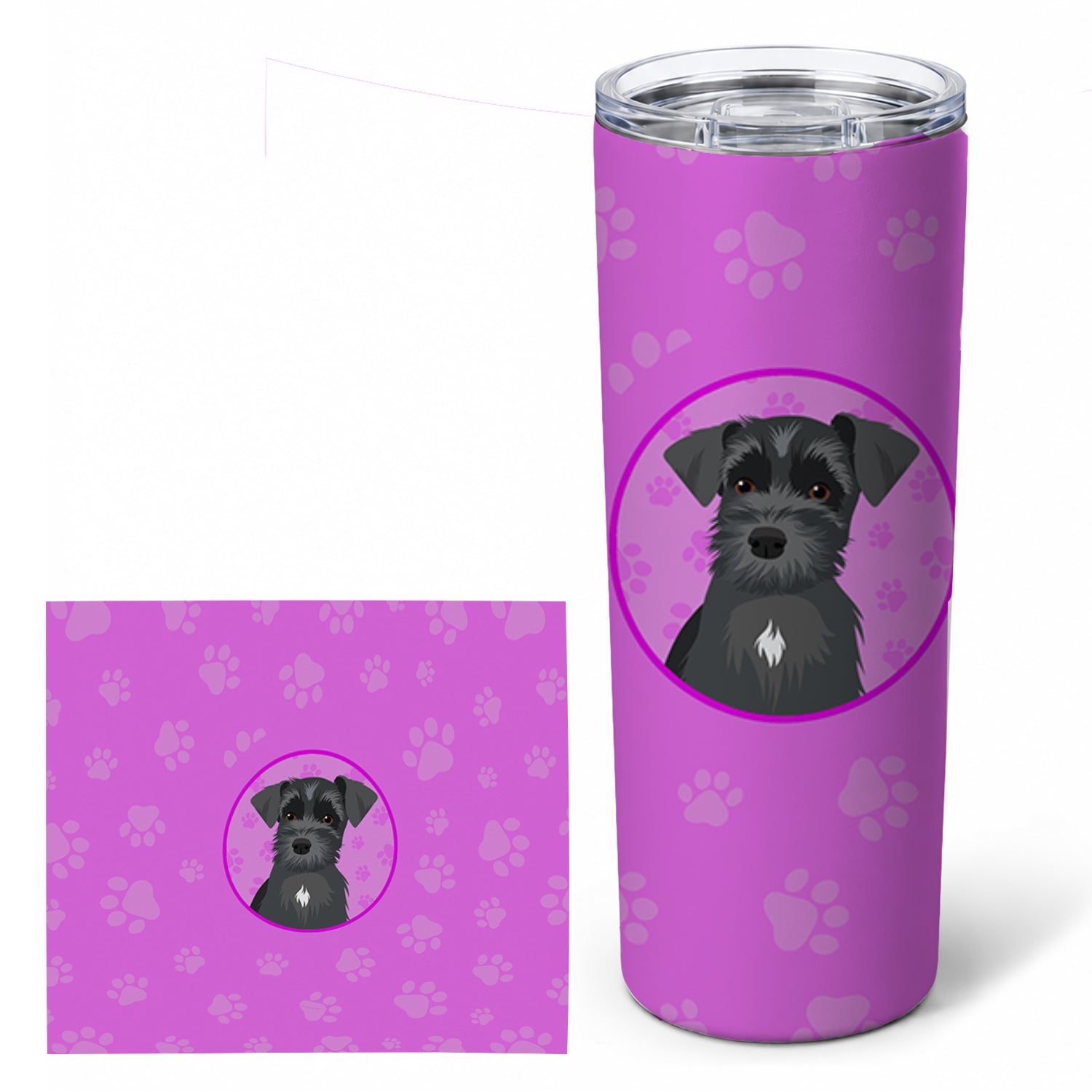 Schnauzer Black #1 Stainless Steel Skinny Tumbler 20 oz Vacuum Double Walled Reusable Insulated Travel Cup