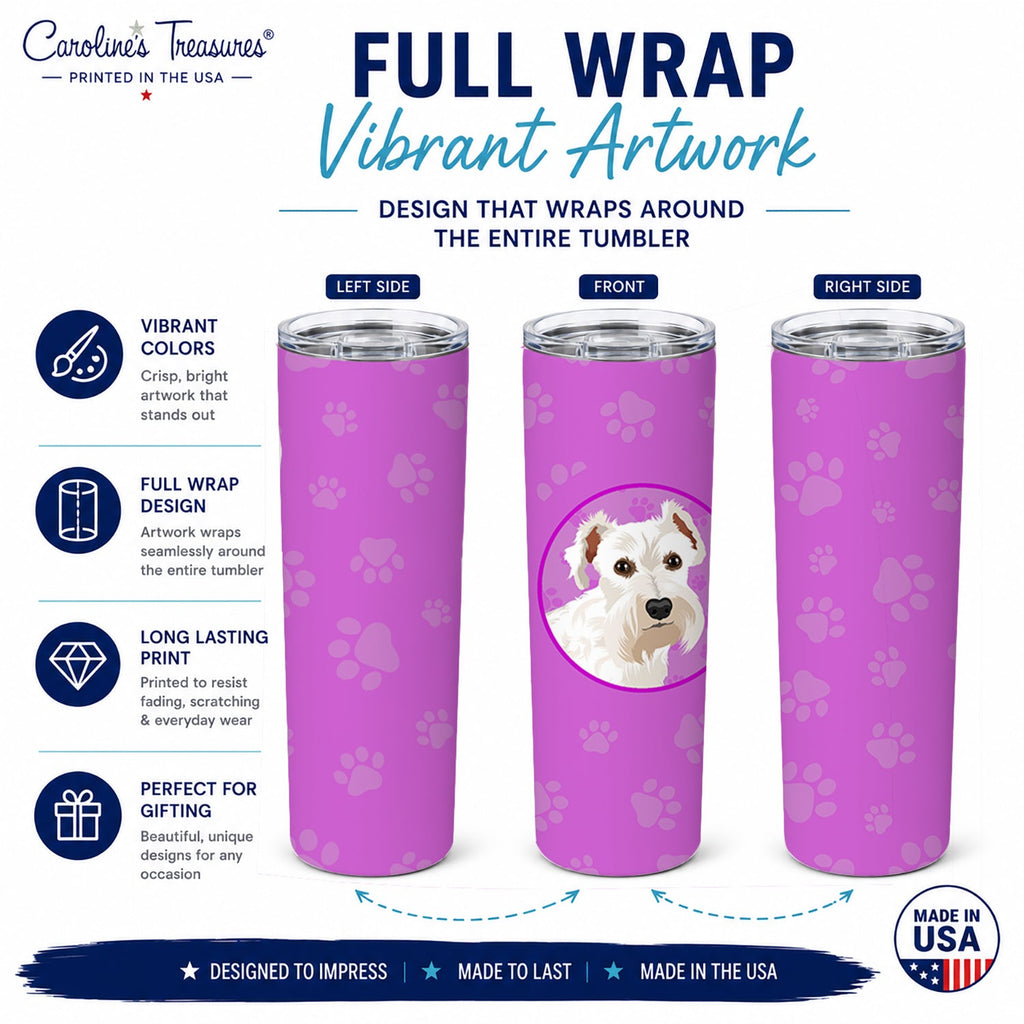 Schnauzer White #1 Stainless Steel Skinny Tumbler 20 oz Vacuum Double Walled Reusable Insulated Travel Cup