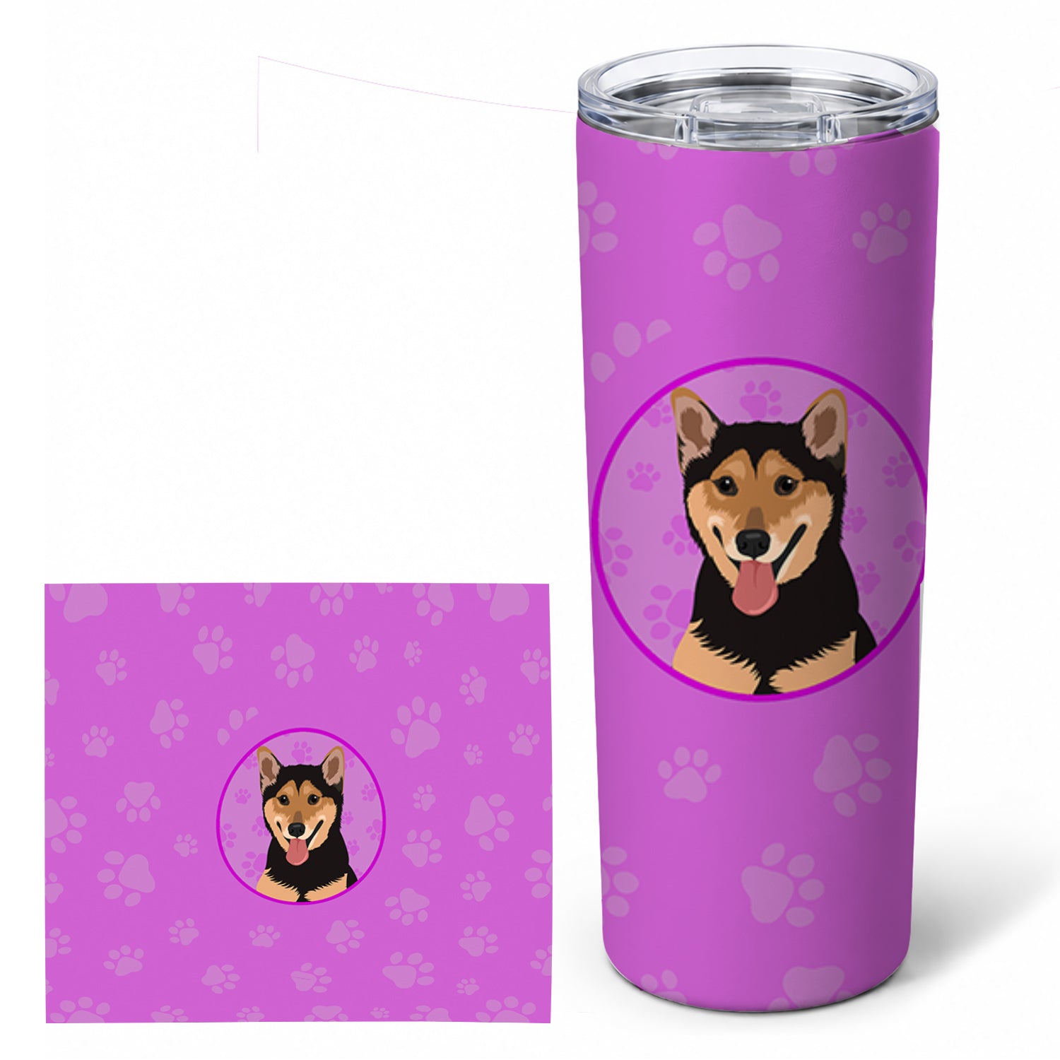 Shiba Inu Black and Tan Stainless Steel Skinny Tumbler 20 oz Vacuum Double Walled Reusable Insulated Travel Cup