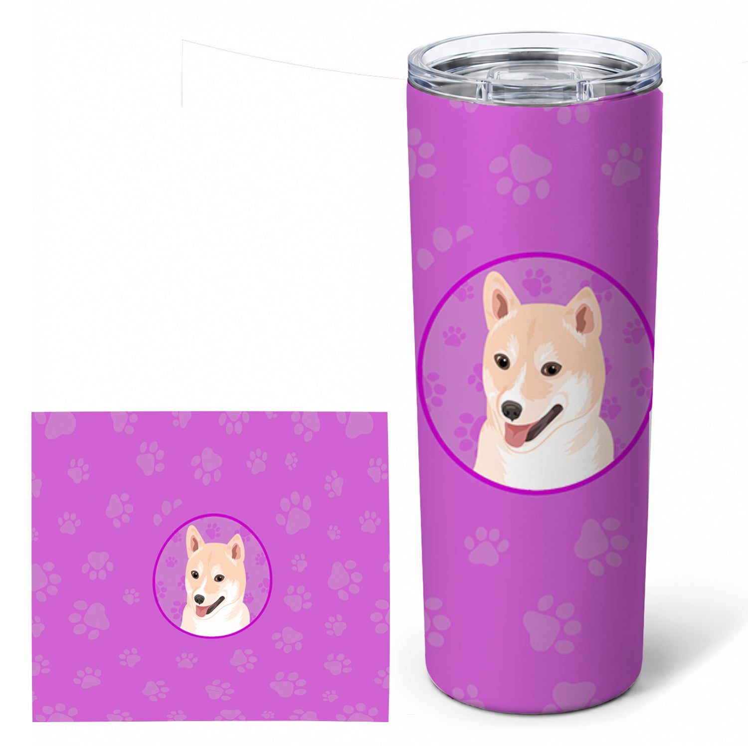 Shiba Inu Cream #2 Stainless Steel Skinny Tumbler 20 oz Vacuum Double Walled Reusable Insulated Travel Cup
