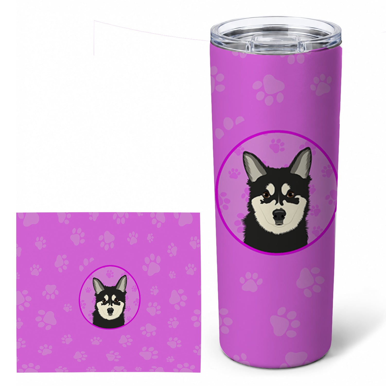 Shiba Inu Husky Mix Stainless Steel Skinny Tumbler 20 oz Vacuum Double Walled Reusable Insulated Travel Cup