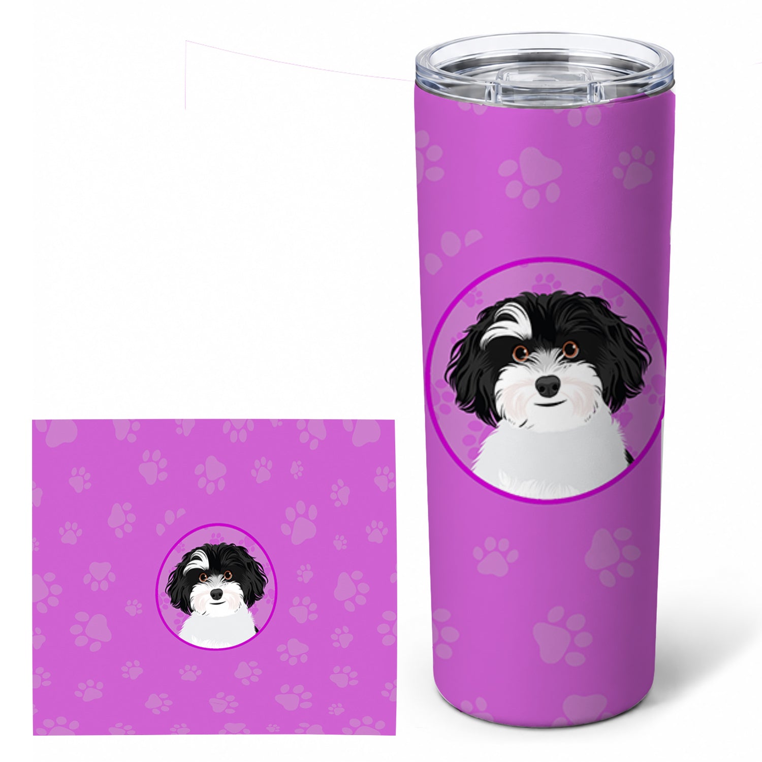 Shih-Tzu Black and White #1 Stainless Steel Skinny Tumbler 20 oz Vacuum Double Walled Reusable Insulated Travel Cup