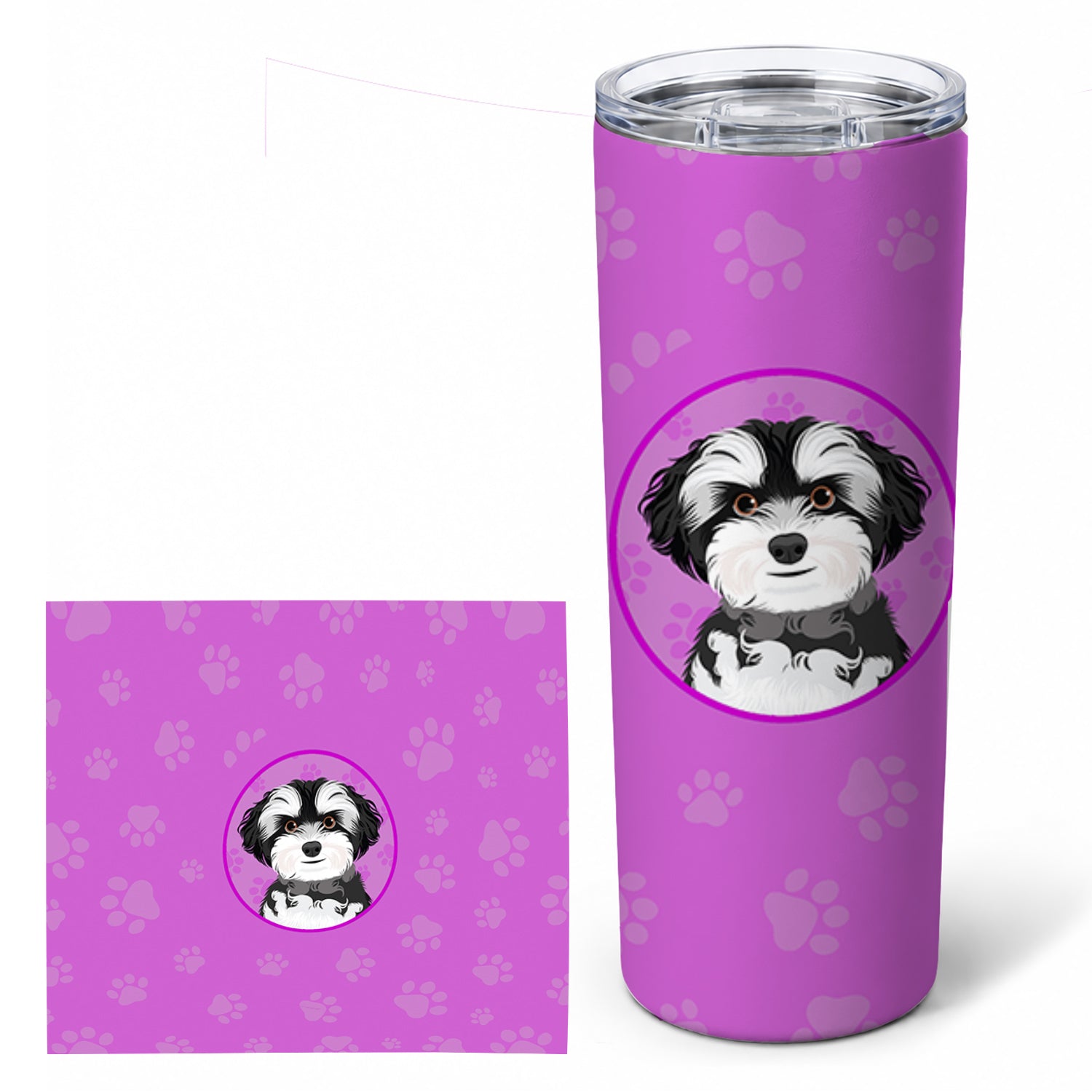 Shih-Tzu Black and White #2 Stainless Steel Skinny Tumbler 20 oz Vacuum Double Walled Reusable Insulated Travel Cup