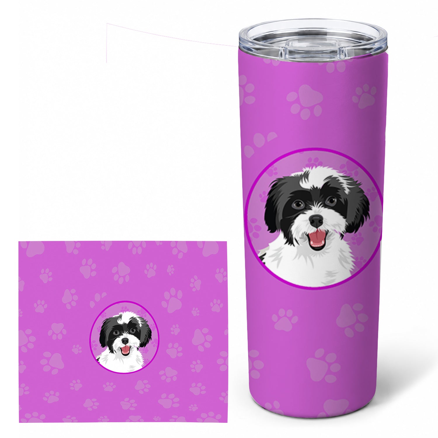 Shih-Tzu Black and White #3 Stainless Steel Skinny Tumbler 20 oz Vacuum Double Walled Reusable Insulated Travel Cup