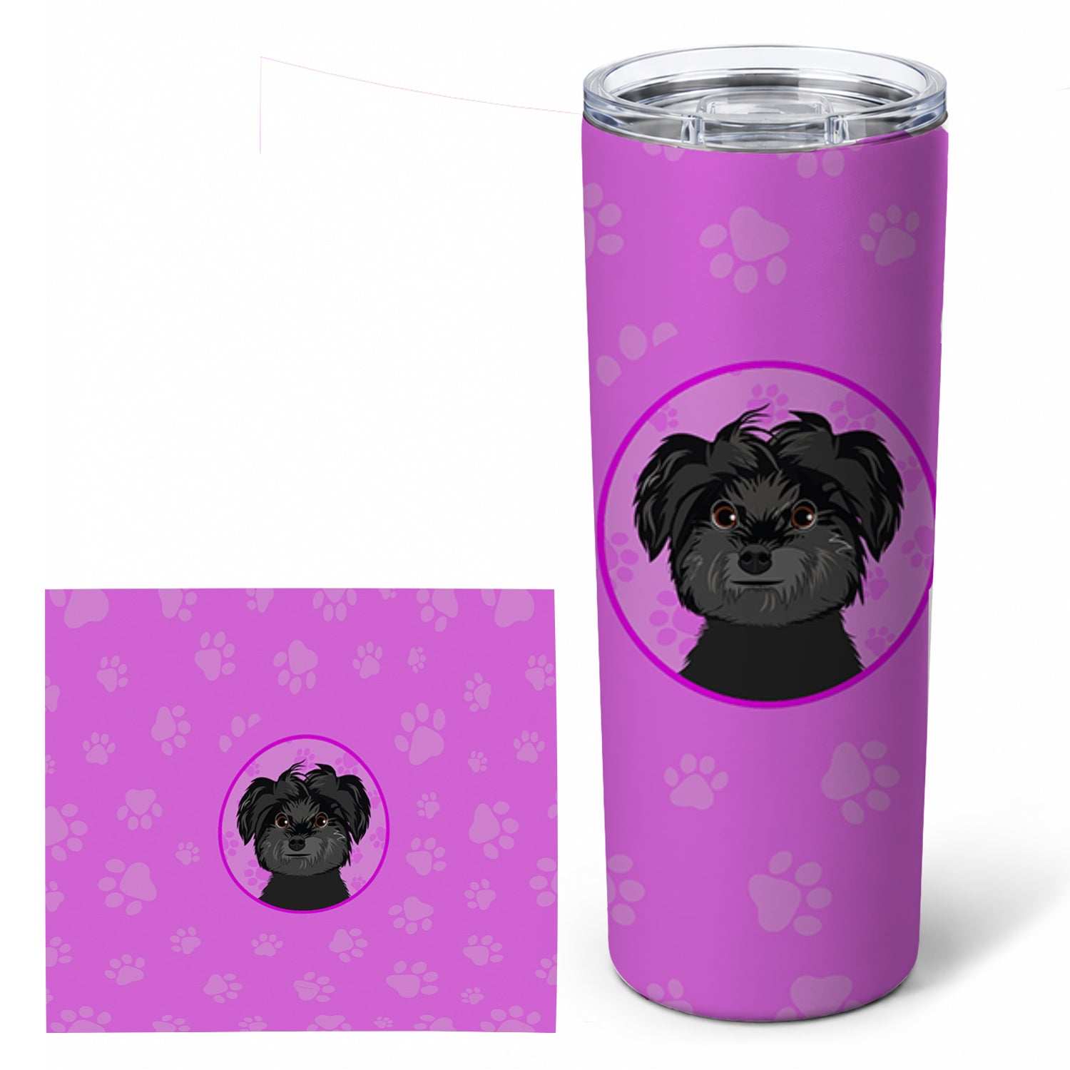 Shih-Tzu Black Stainless Steel Skinny Tumbler 20 oz Vacuum Double Walled Reusable Insulated Travel Cup