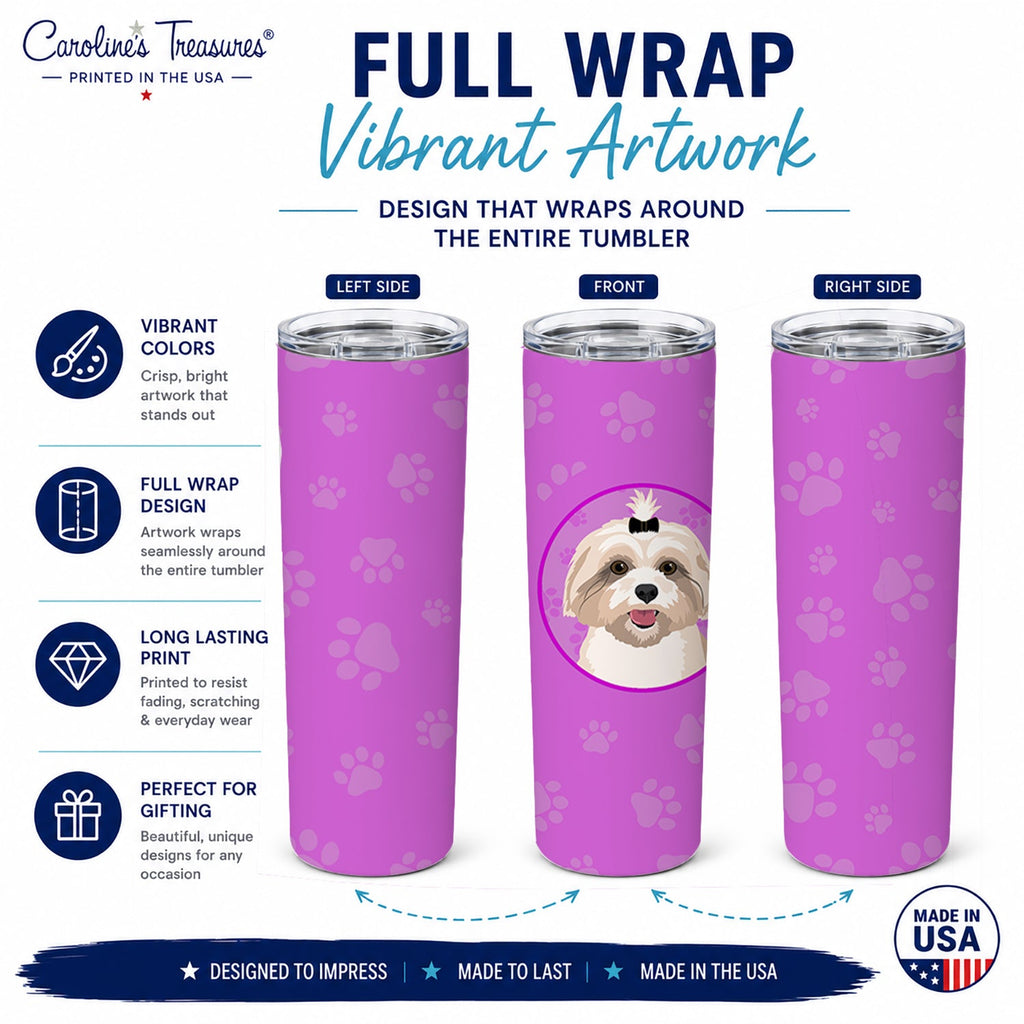 Shih-Tzu Gold #2 Stainless Steel Skinny Tumbler 20 oz Vacuum Double Walled Reusable Insulated Travel Cup