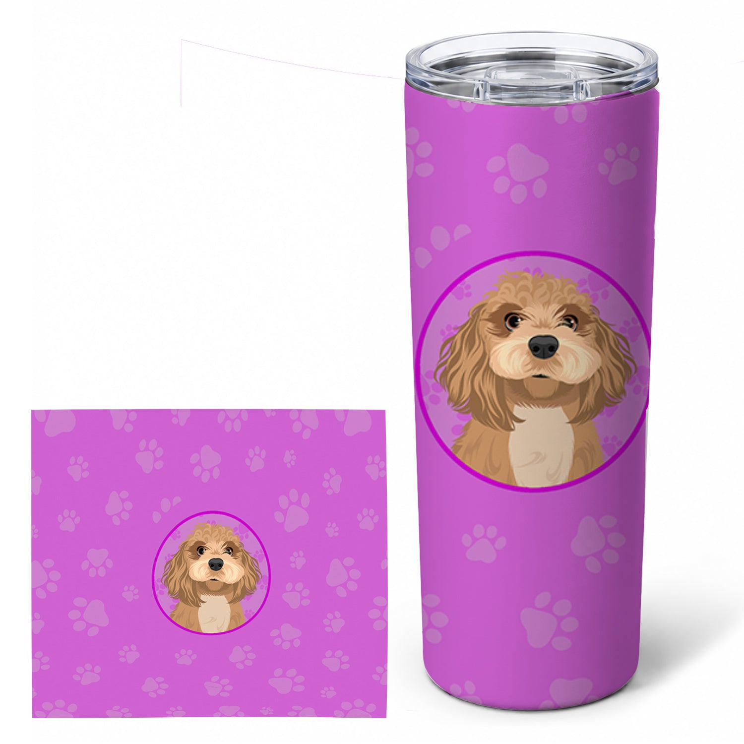 Shih-Tzu Red Stainless Steel Skinny Tumbler 20 oz Vacuum Double Walled Reusable Insulated Travel Cup