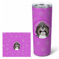 Shih-Tzu Silver and White Stainless Steel Skinny Tumbler 20 oz Vacuum Double Walled Reusable Insulated Travel Cup