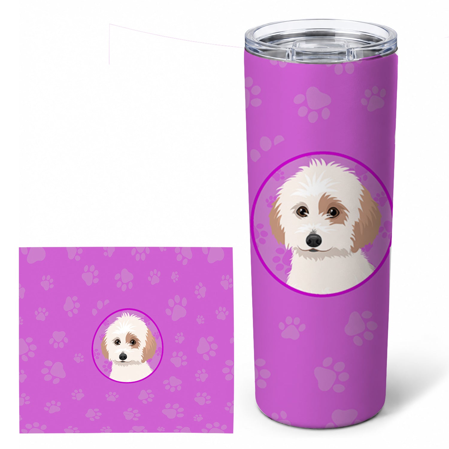 Shih-Tzu White and Red Stainless Steel Skinny Tumbler 20 oz Vacuum Double Walled Reusable Insulated Travel Cup