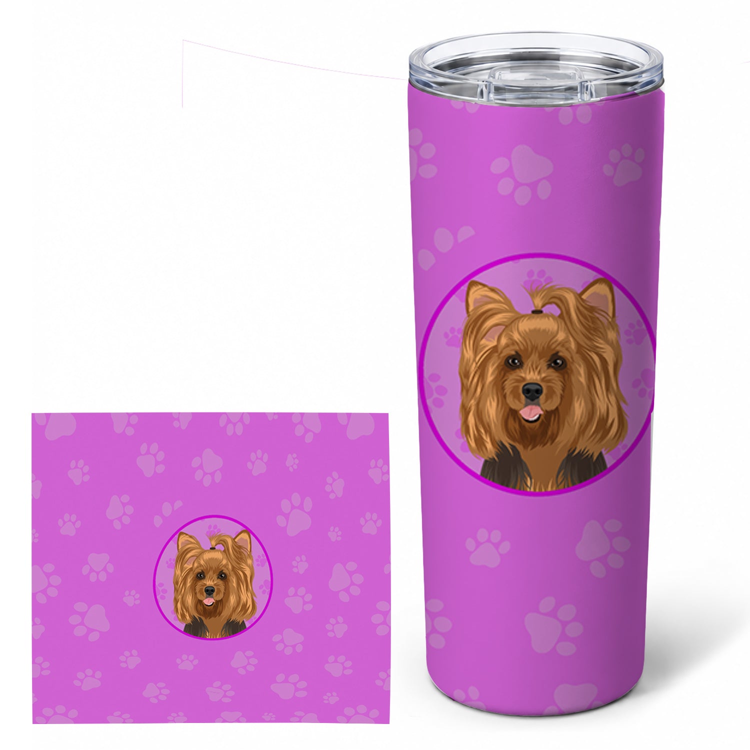 Yorkie Black and Gold #1 Stainless Steel Skinny Tumbler 20 oz Vacuum Double Walled Reusable Insulated Travel Cup