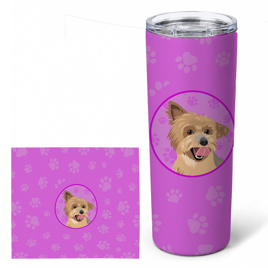 Yorkie Blue and Gold Stainless Steel Skinny Tumbler 20 oz Vacuum Double Walled Reusable Insulated Travel Cup